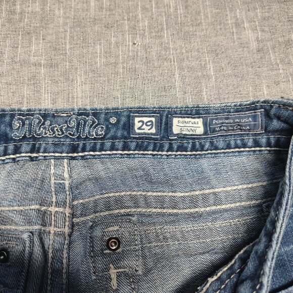 Miss Me Jeans Women's SIze 29 Blue Faded Signature Skinny Flap Western P6139S - Picture 3 of 11